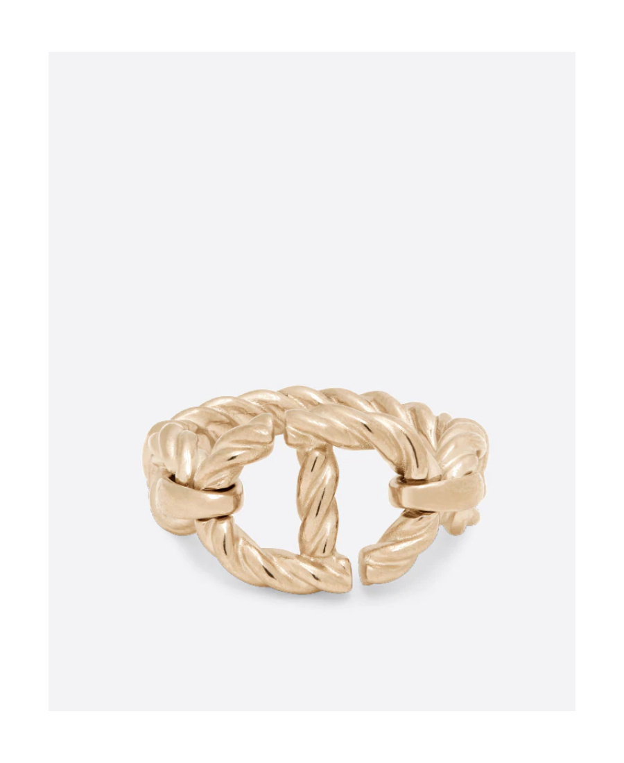 Dior Golden Effect Metal Ring With Cd Monogram In Yellow