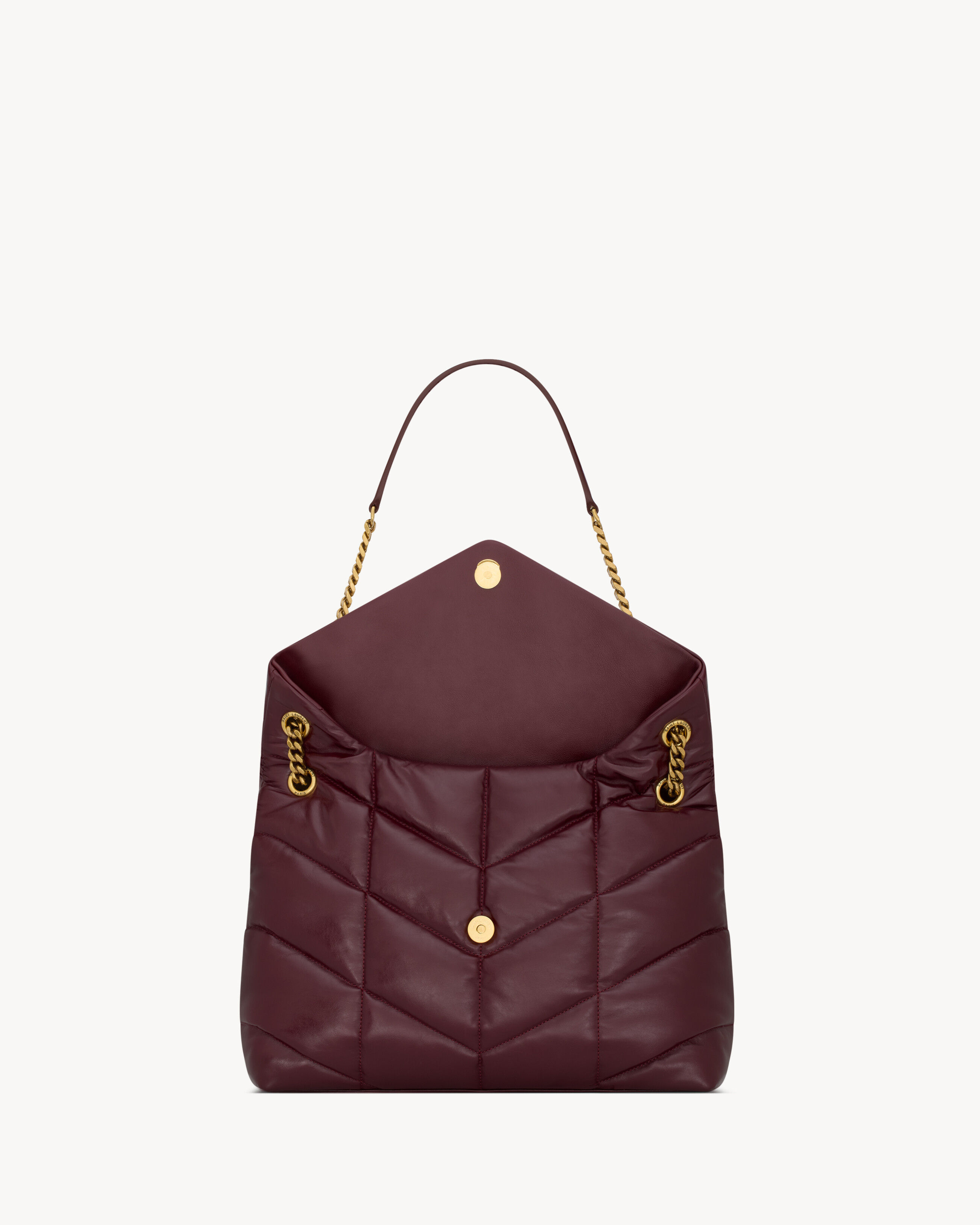 Saint Laurent Puffer Medium In Shiny Leather In Burgundy