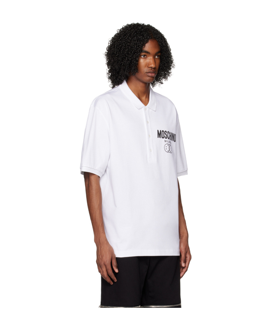 Moschino Logo Short-sleeved Polo Shirt In White