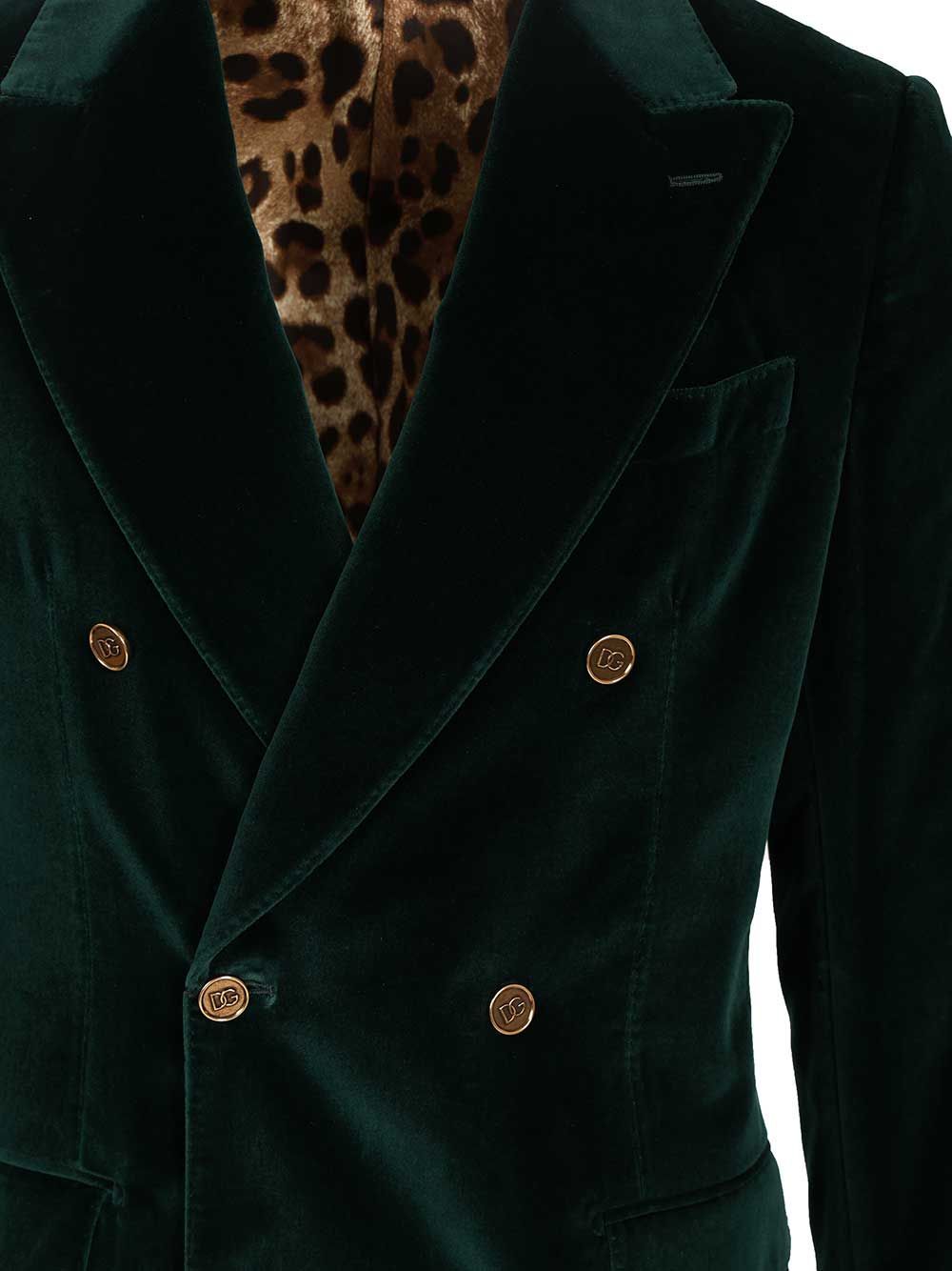 Dolce & Gabbana Velvet Double-breasted Blazer In Black