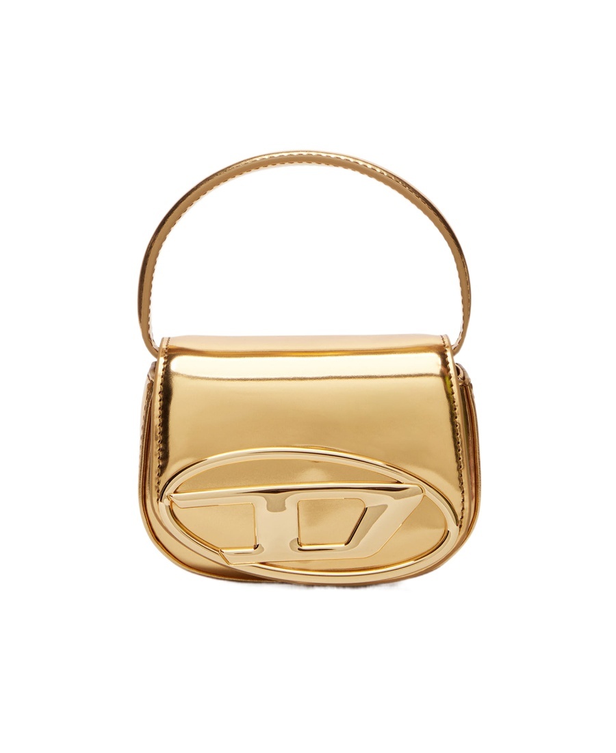 Diesel 1dr-xs-s Logo Plaque Metallic Mini Bag In Nude