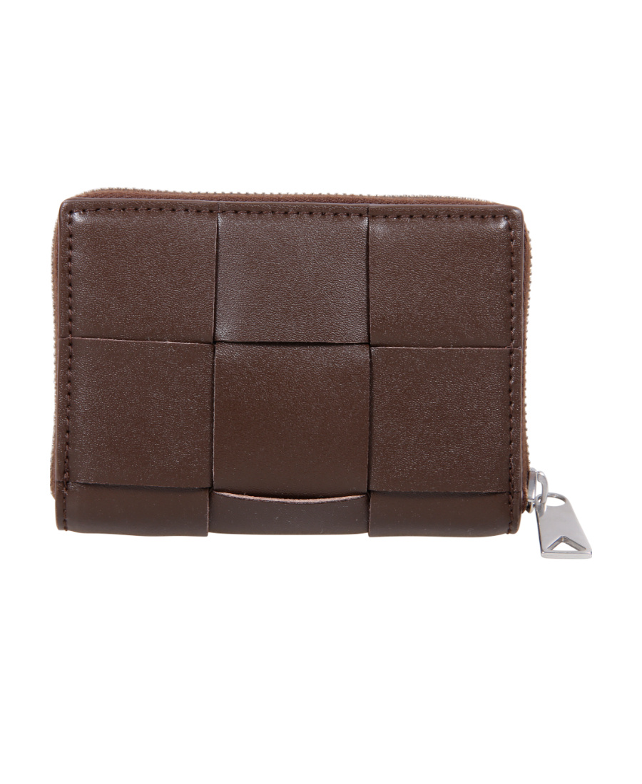 Bottega Veneta Checkered Zipper Purse In Brown