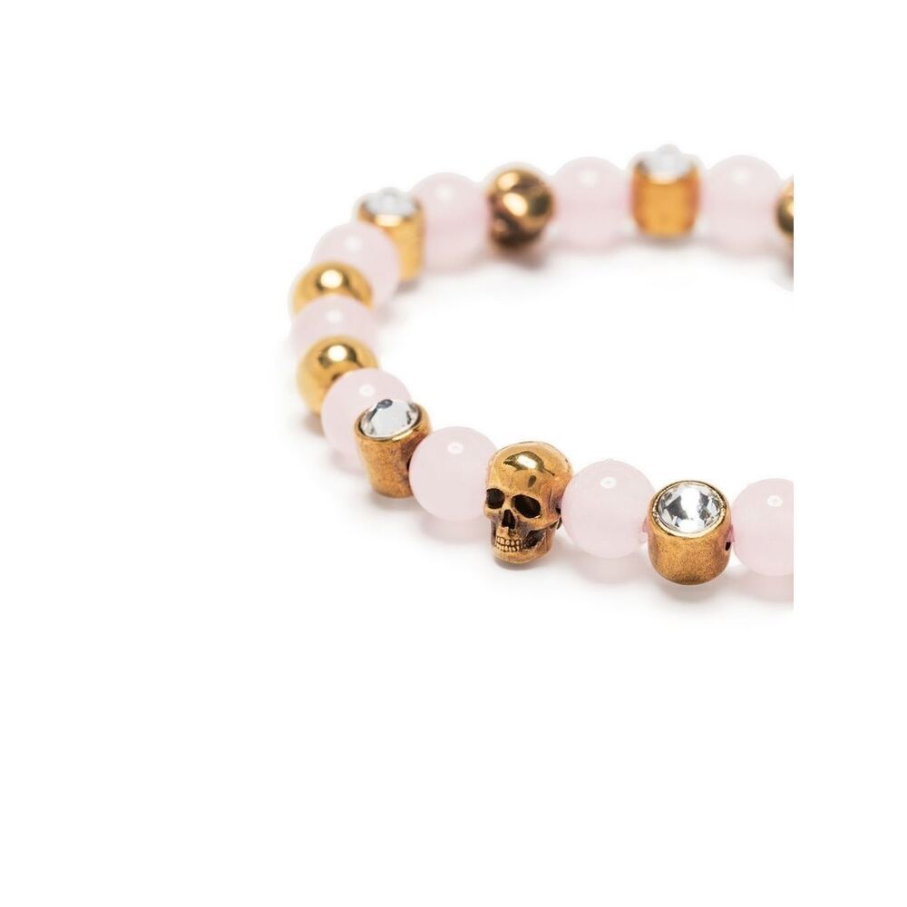 Alexander Mcqueen Skull-charm Bead Bracelet In Pink