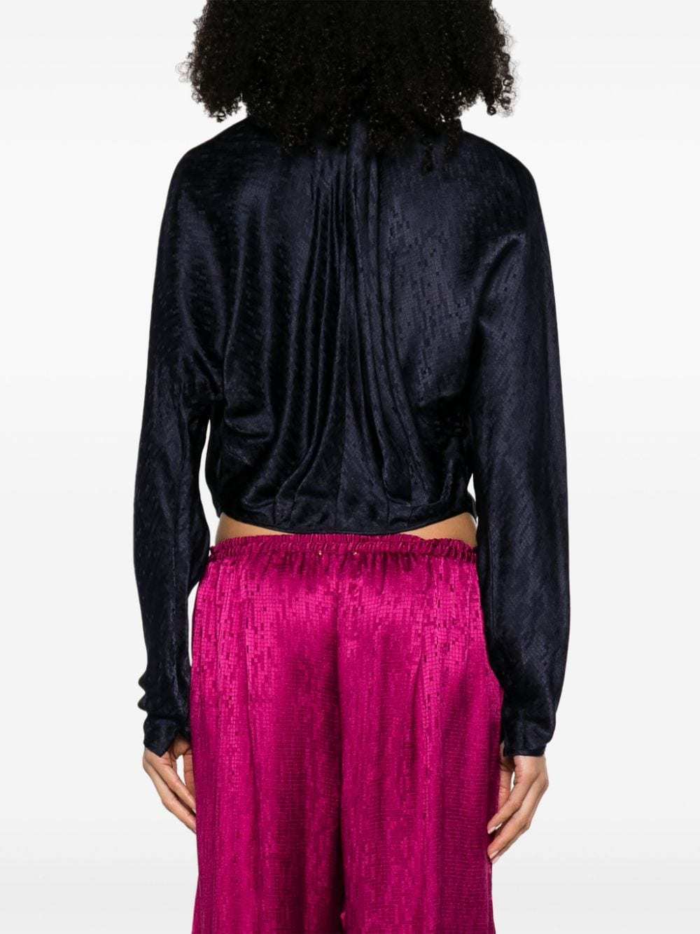 Shop Forte Forte Long-sleeved V-neck Blouse In Black