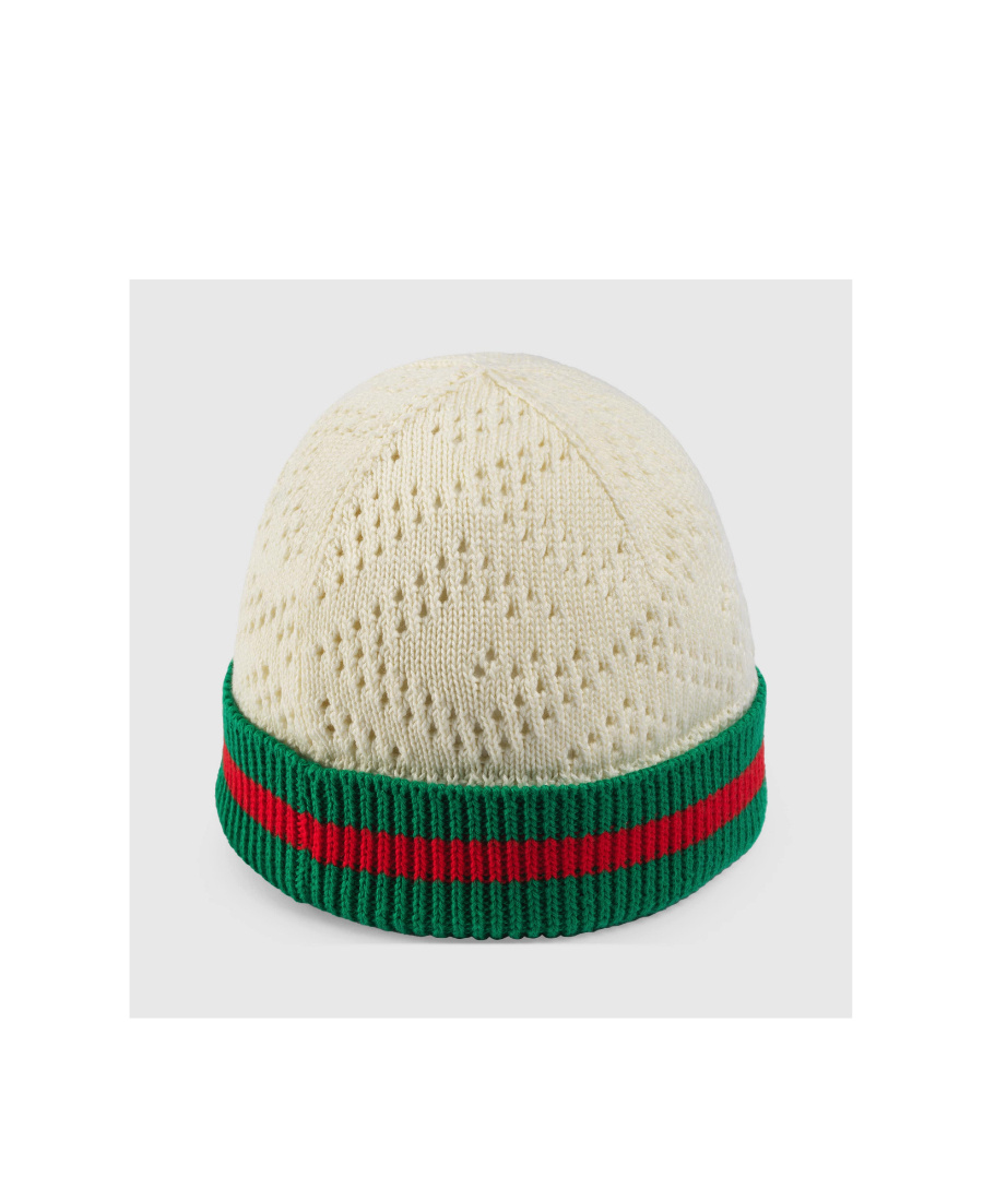 Gucci Square G Cotton Beanie In Nude