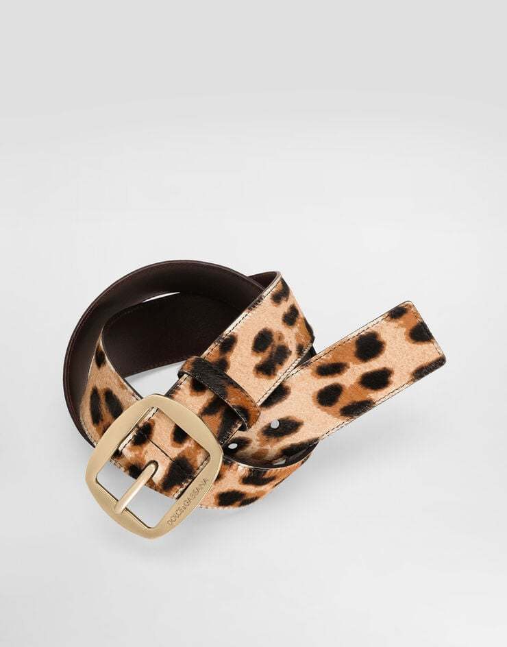 Dolce & Gabbana Leopard-print Buckle Belt In Brown