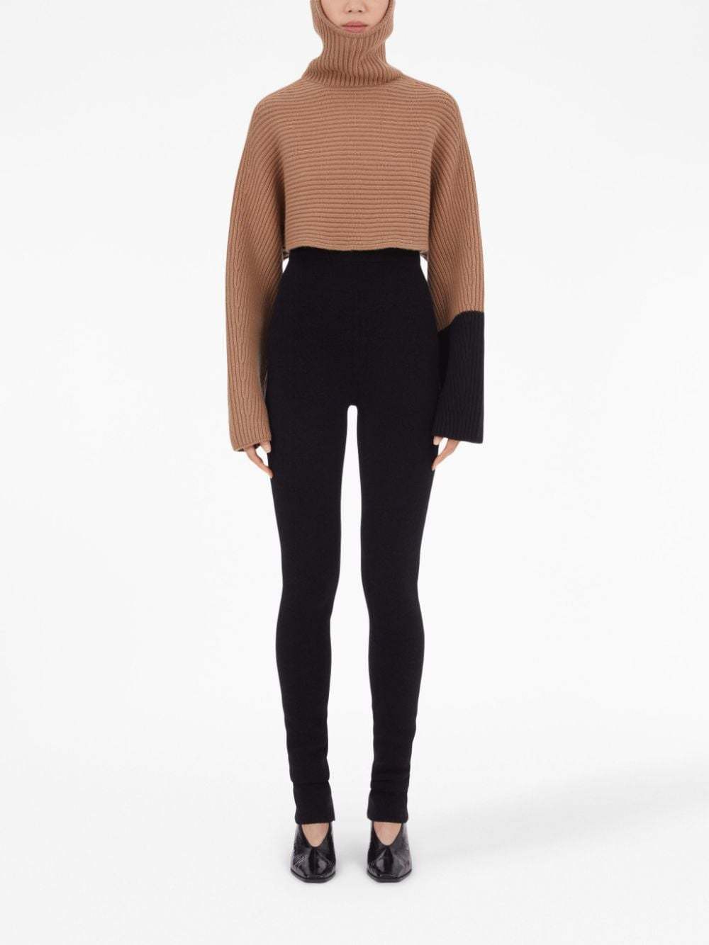Ferragamo Colour-block Ribbed Jumper In Brown
