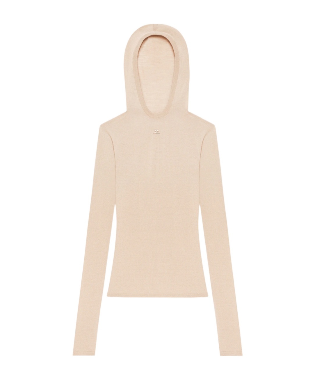 Shop Courrèges Hooded Knitted Top In Nude
