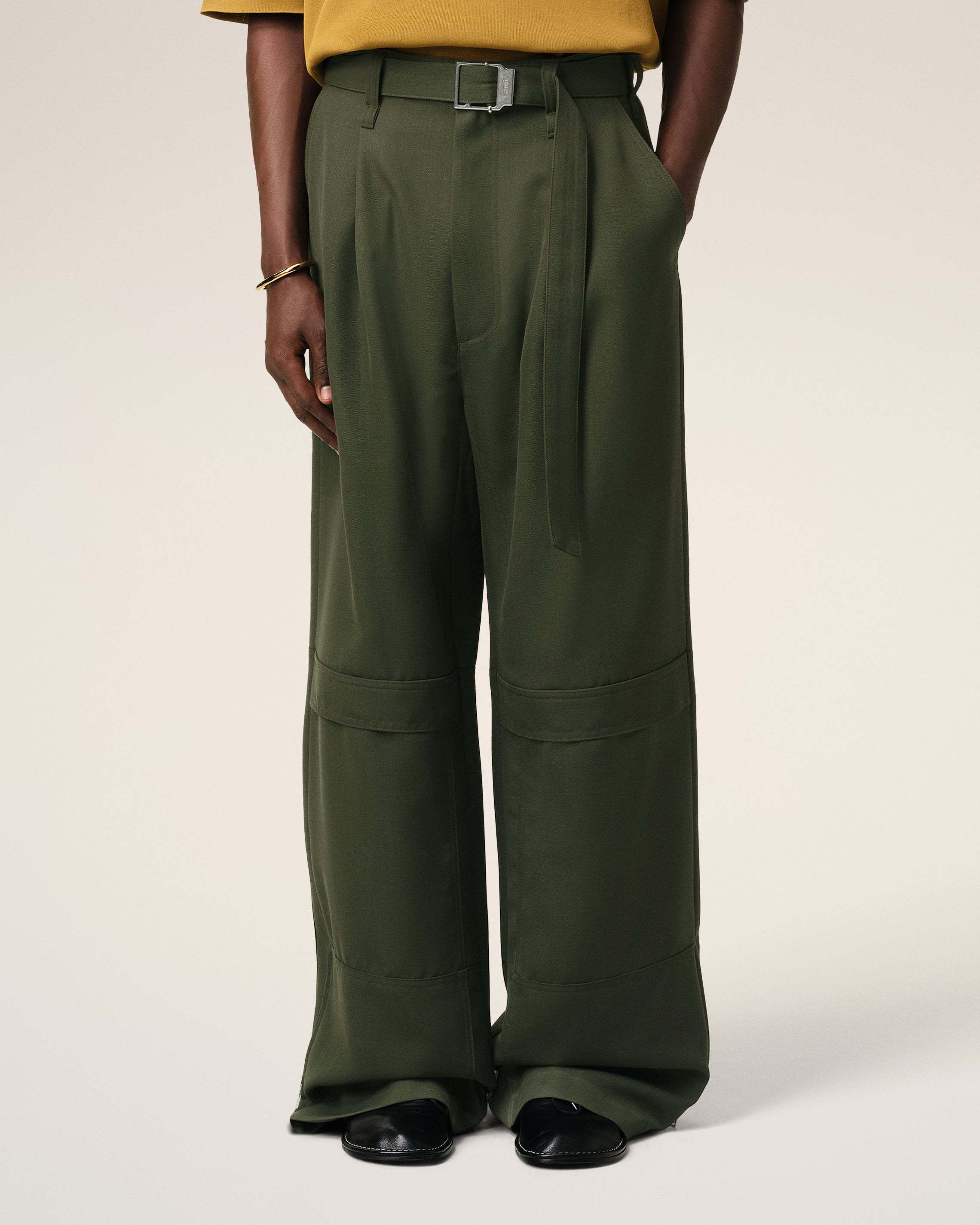 Shop Ami Alexandre Mattiussi Ami Belted Loose-fit Trousers In Black
