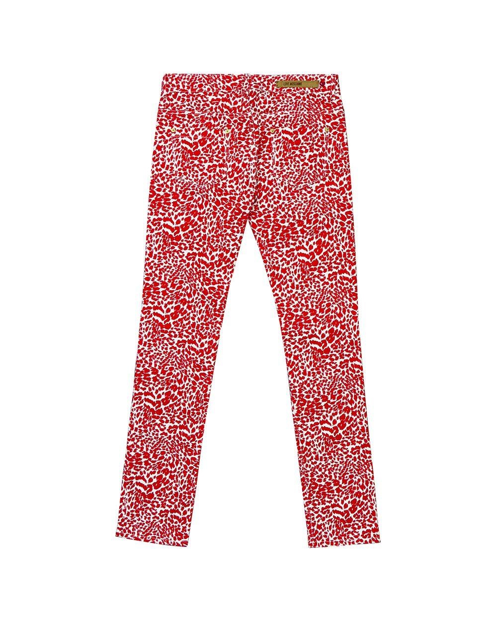 Moschino Leopard Print Jeans In Red