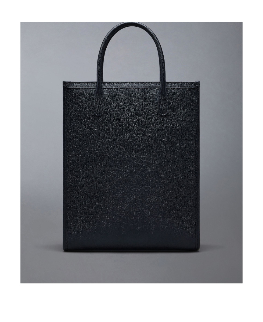 THOM BROWNE 4-BAR LEATHER TOTE BAG 