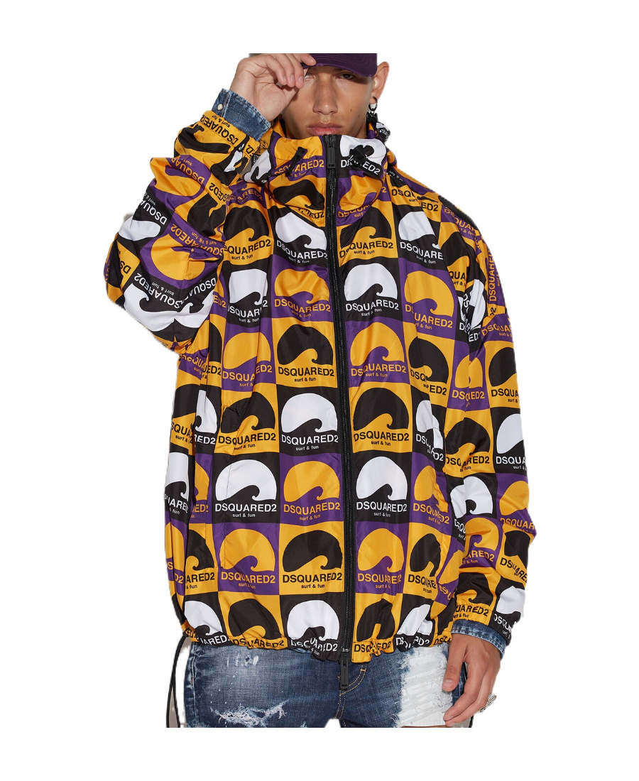 Dsquared2 Logo-print Hooded Jacket In Multicolor