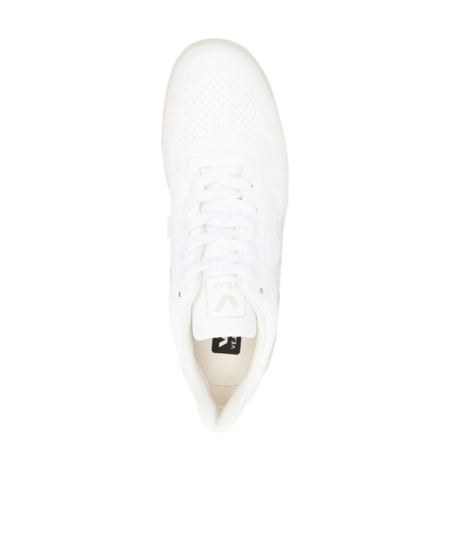 Veja White V-10 Lace-up Sneakers In White