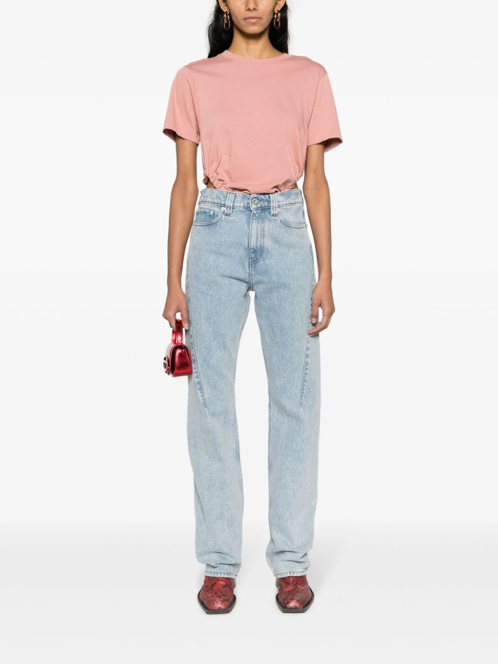 Y/project Logo-embroidered High-rise Straight-leg Jeans In Blue