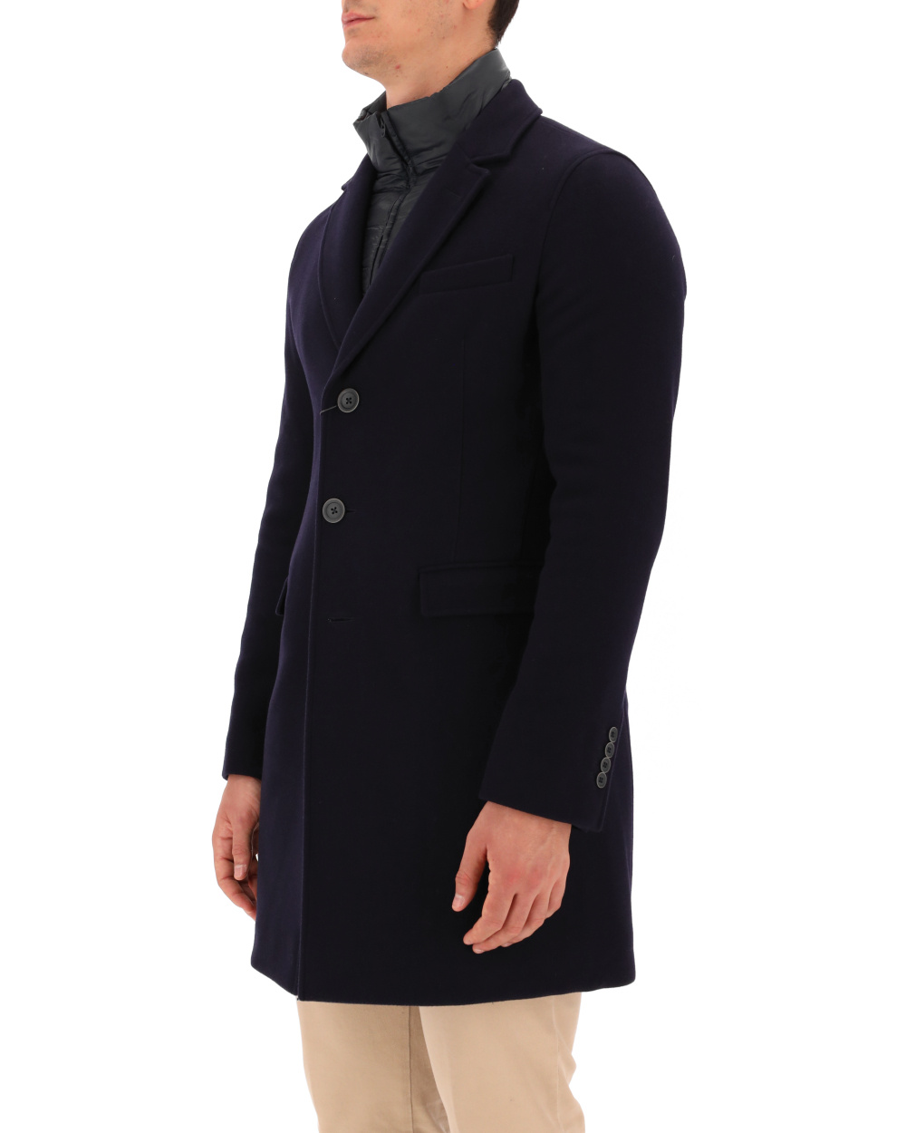Herno Lapel Long-sleeved Coat In Black