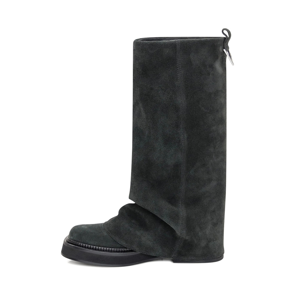 Attico Slouch Suede Knee-high Boots In Gray