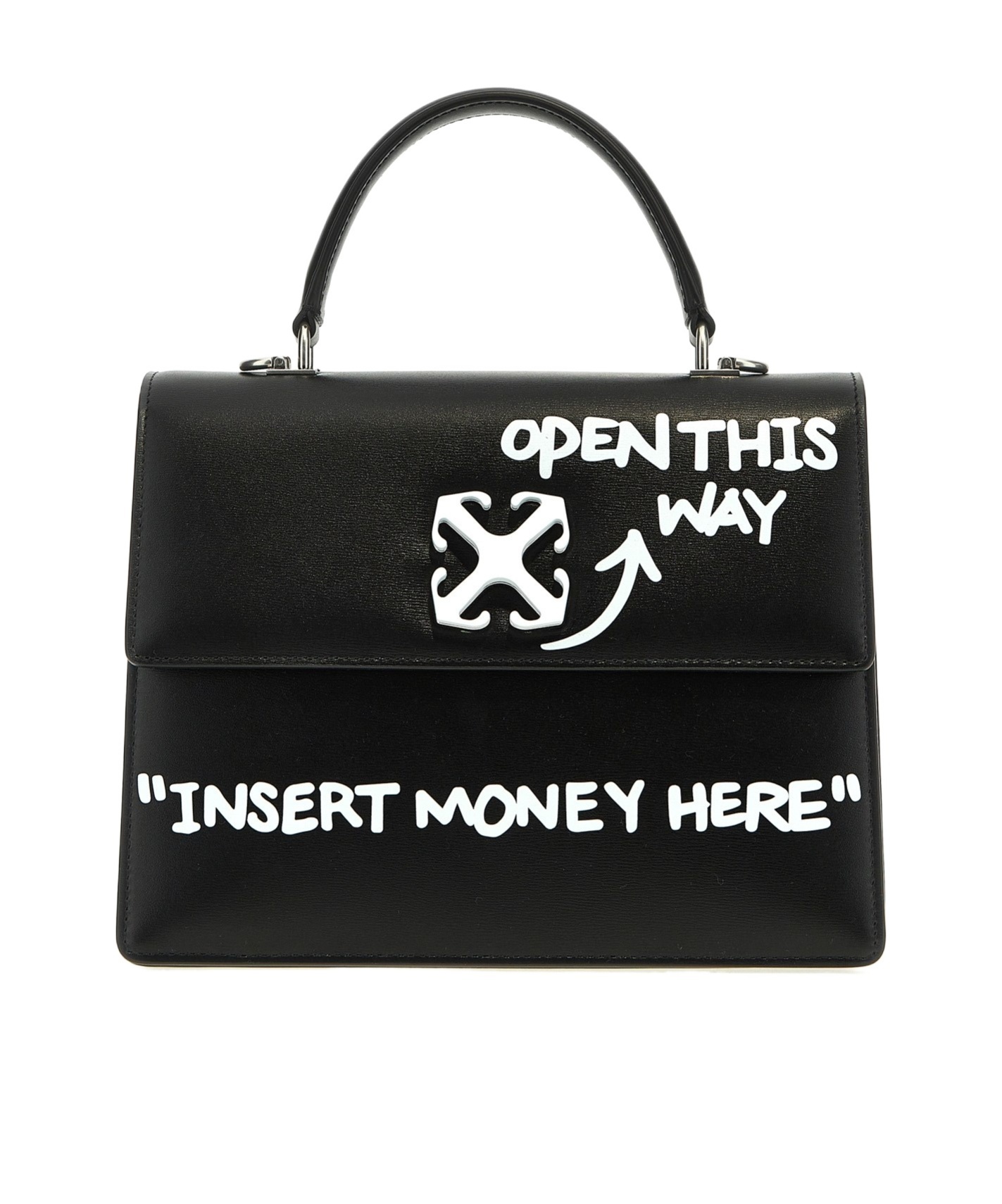 Off-white Jitney 1.4 Leather Tote Bag In Black