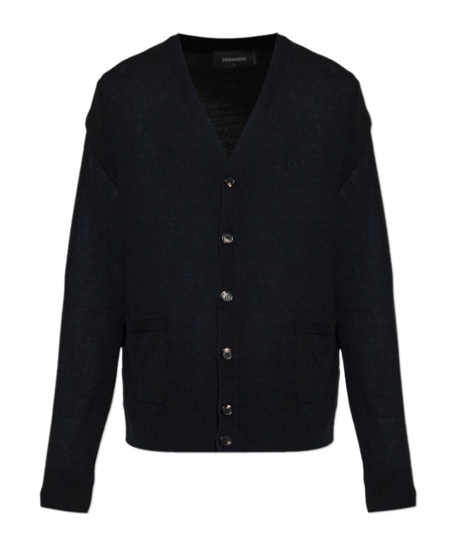 Dsquared2 V-neck Button-up Cardigan In Black