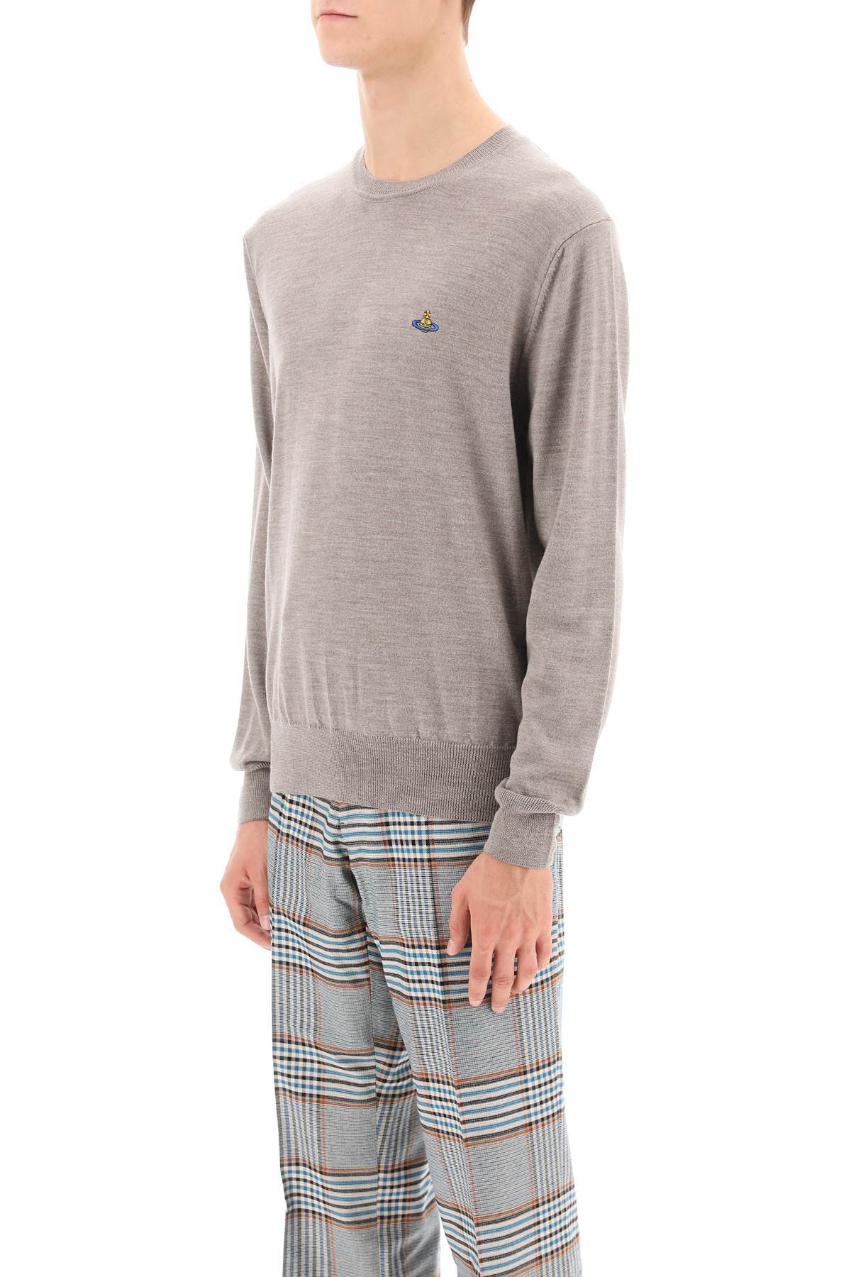 Vivienne Westwood Orb-embroidered Virgin-wool Jumper In Gray