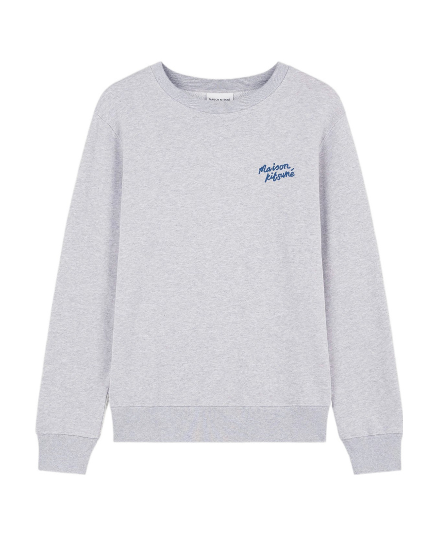 Maison Kitsuné Logo-embroidered Mélange-effect Sweatshirt In Gray