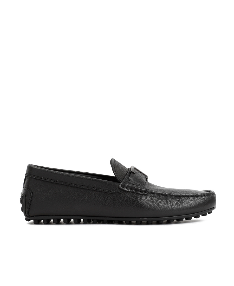 Tod's Logo-plaque Leather Loafers In Black