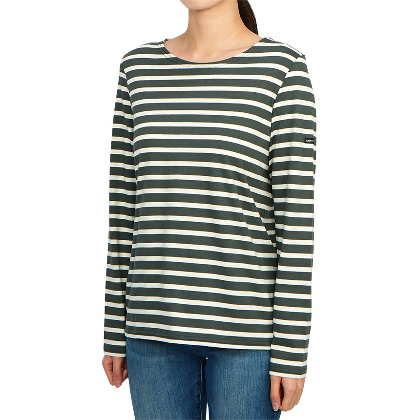 Saint James Striped Logo T-shirt In Black