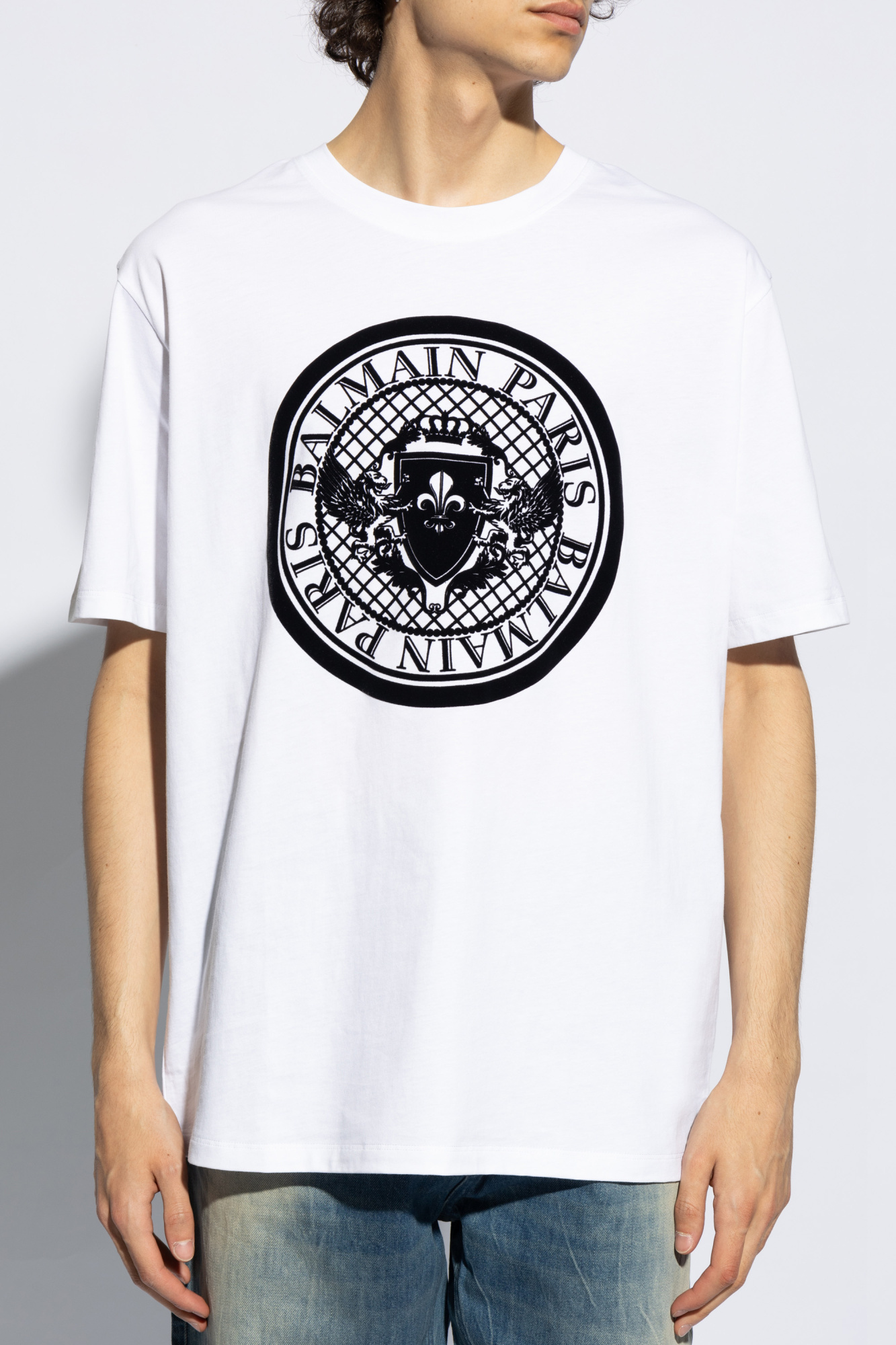 Balmain White Cotton T-shirt With Maxi Logo Print In White