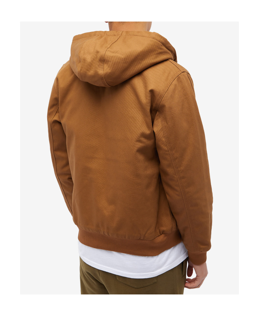 Carhartt Logo-patch Cotton Hooded Jacket In Brown