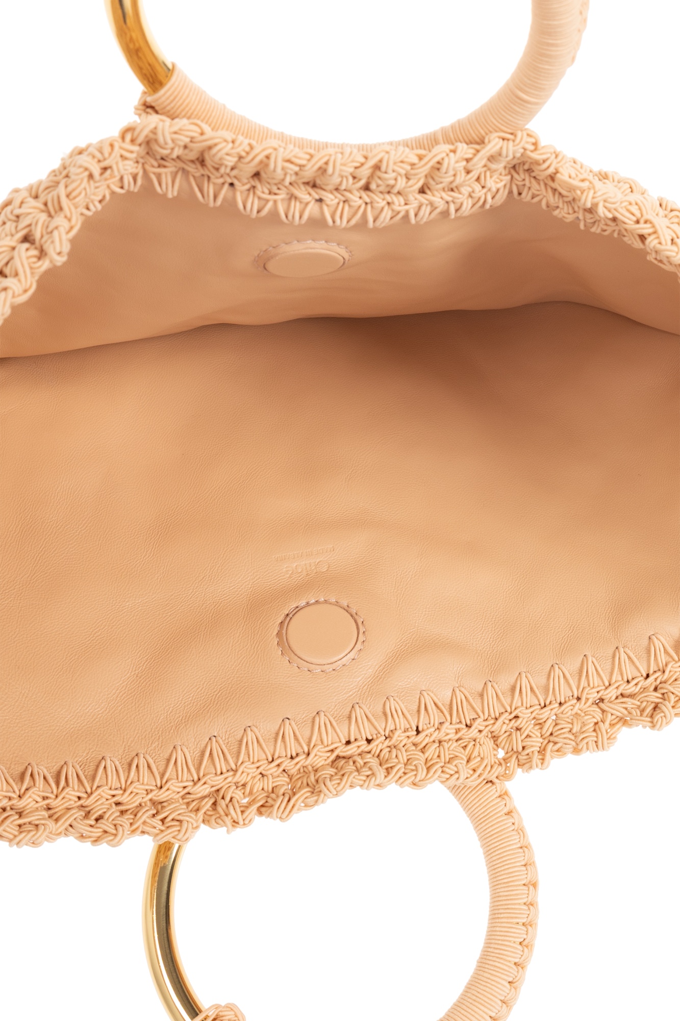 Chloé Bracelet Paravent Small Crochet Tote Bag In Nude