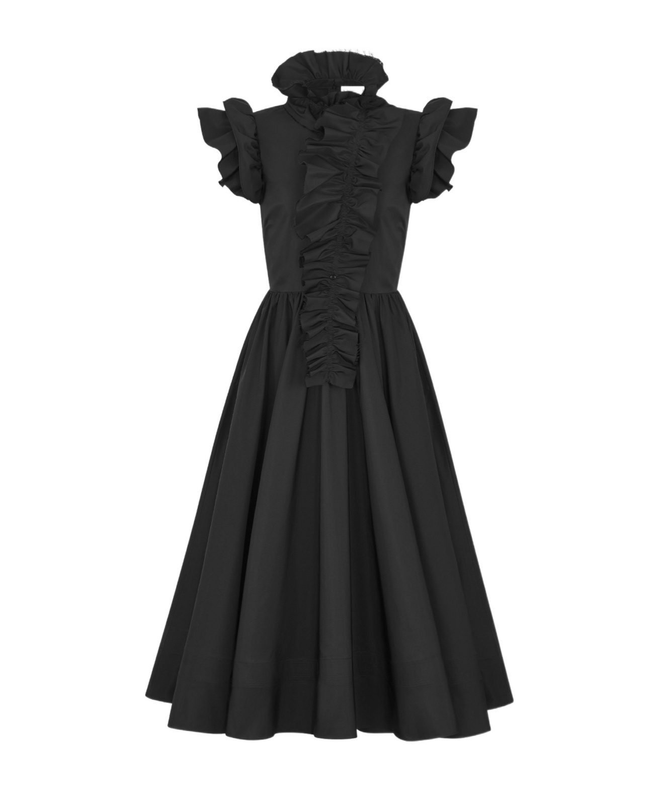 Dior Mid-length Flared Dress With Removable Ruched Collar In Black