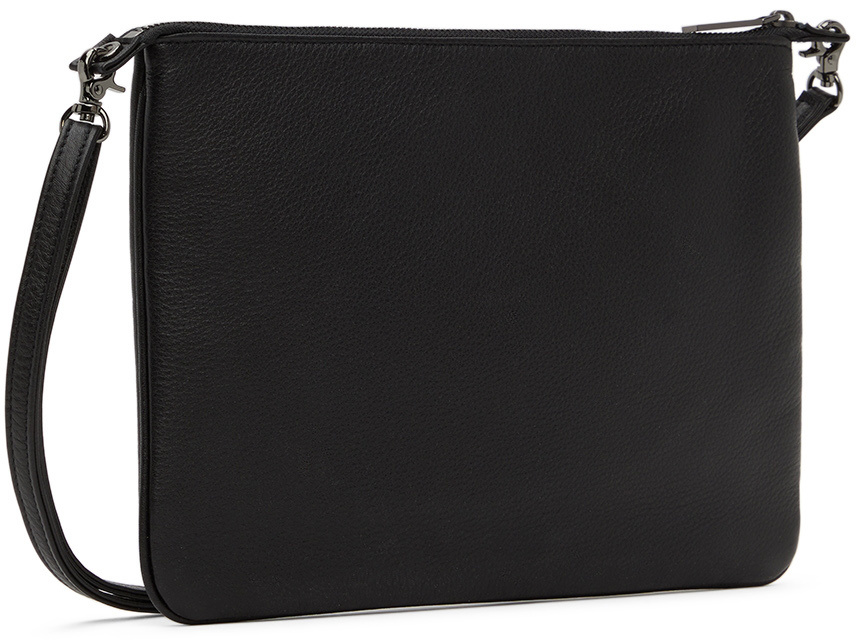 Yohji Yamamoto Logo-embroidered Leather Shoulder Bag In Black