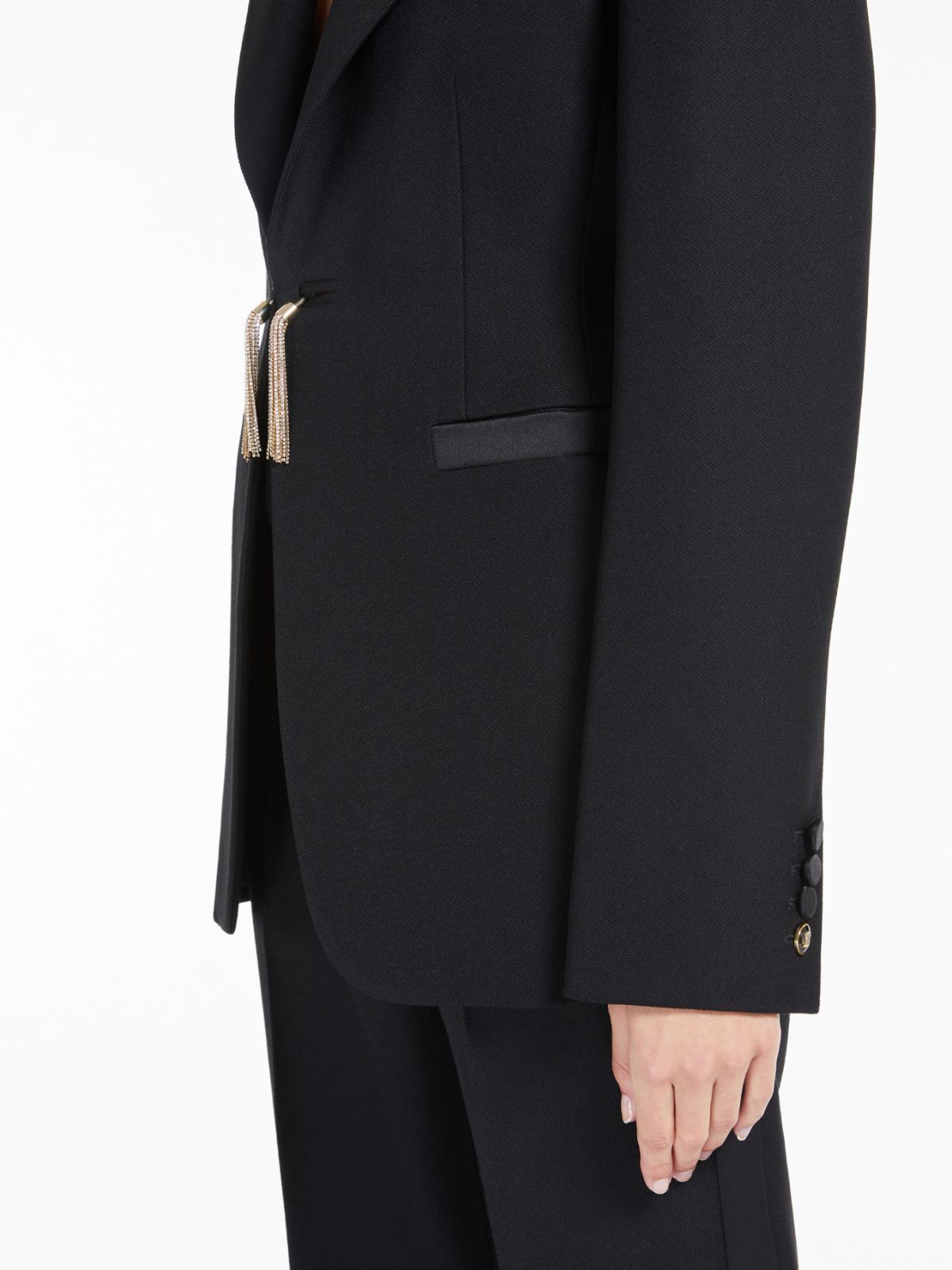 Max Mara Lapel Long-sleeved Suit Coat In Black