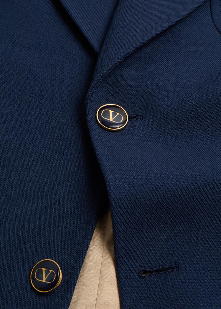 Valentino Slim Fit Wool Gabardine Jacket In Blue