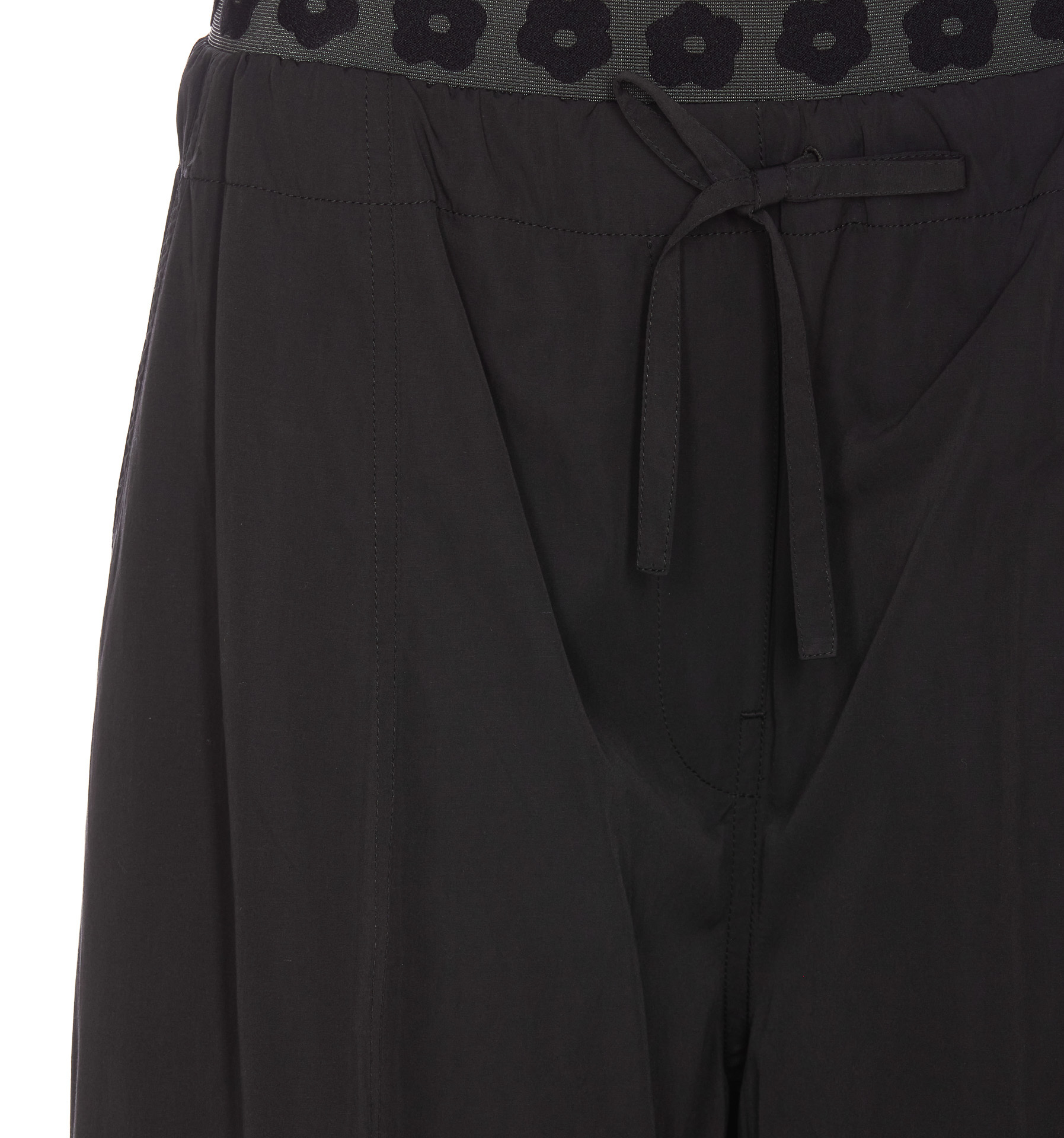 Kenzo Boke Flower 2.0 Black Pants With Flowers Embellishmed Waist And Logo Patch On The Pocket In Cotton B In Black