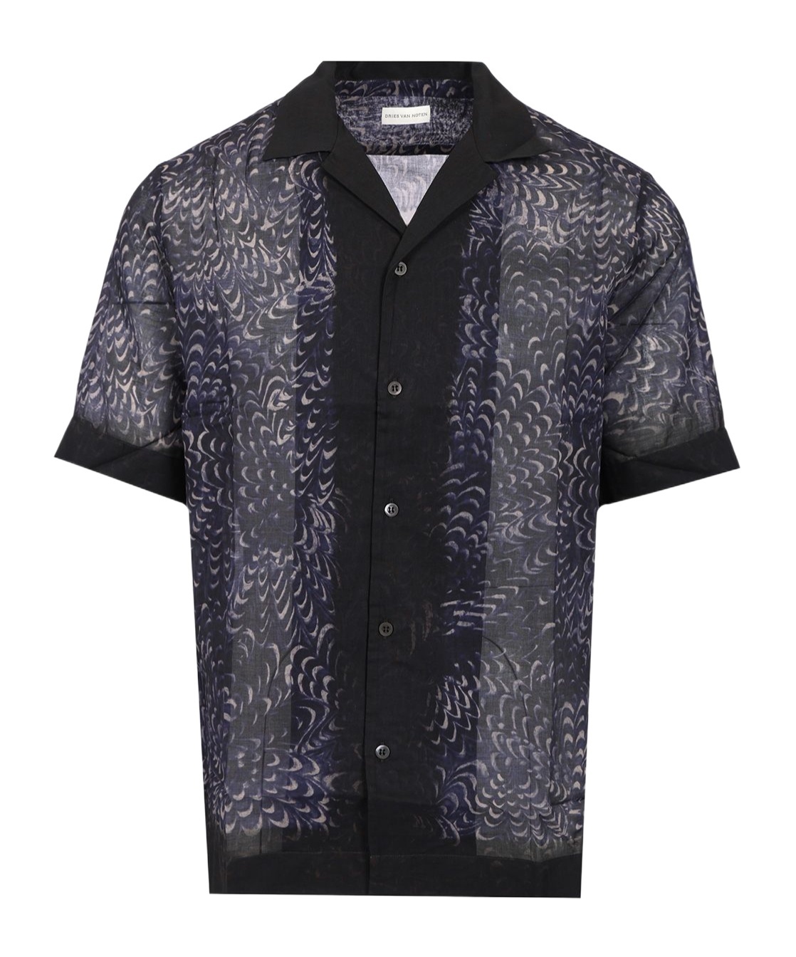 Dries Van Noten Short-sleeved Shirt With Unique Swirling Pattern In Blue