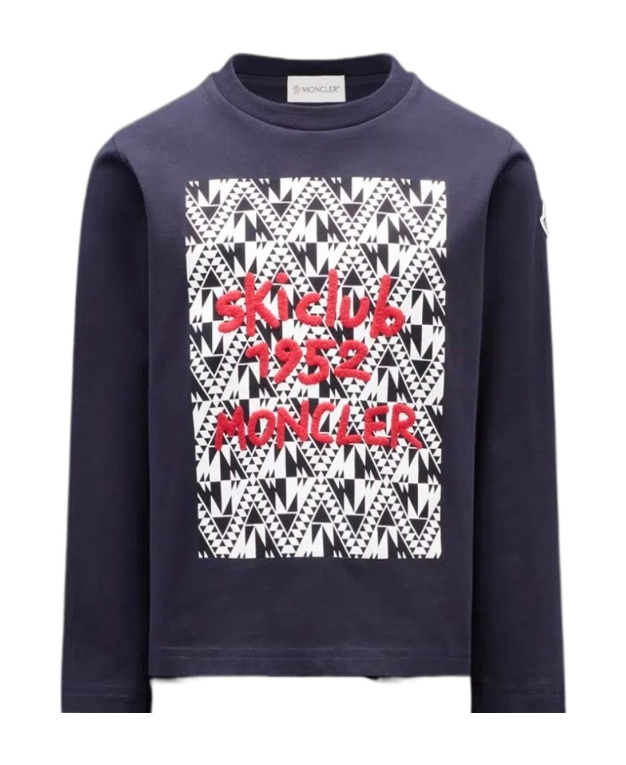 Moncler Embroidered-logo Graphic Sweatshirt In Gray