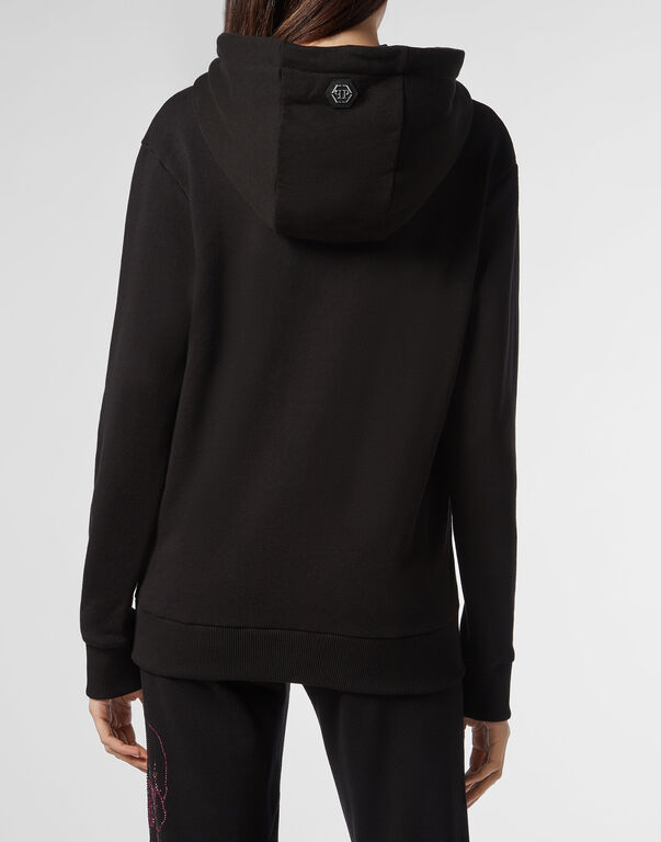 Philipp Plein Logo Details Hooded Hoodie In Black