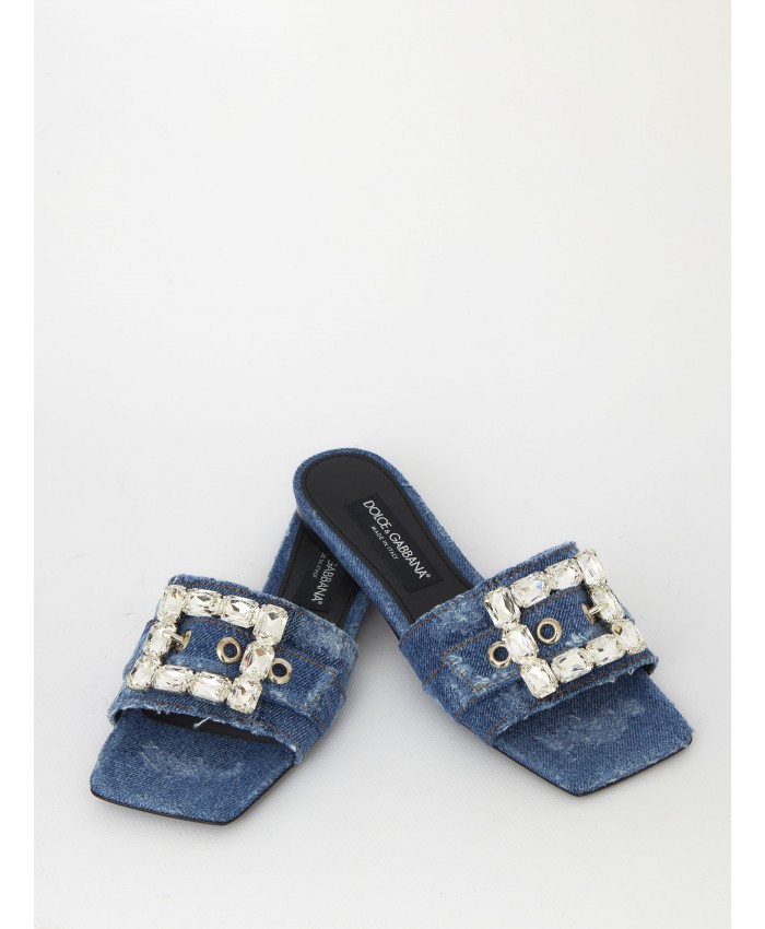 Dolce & Gabbana Buckle-detail Slides In Blue