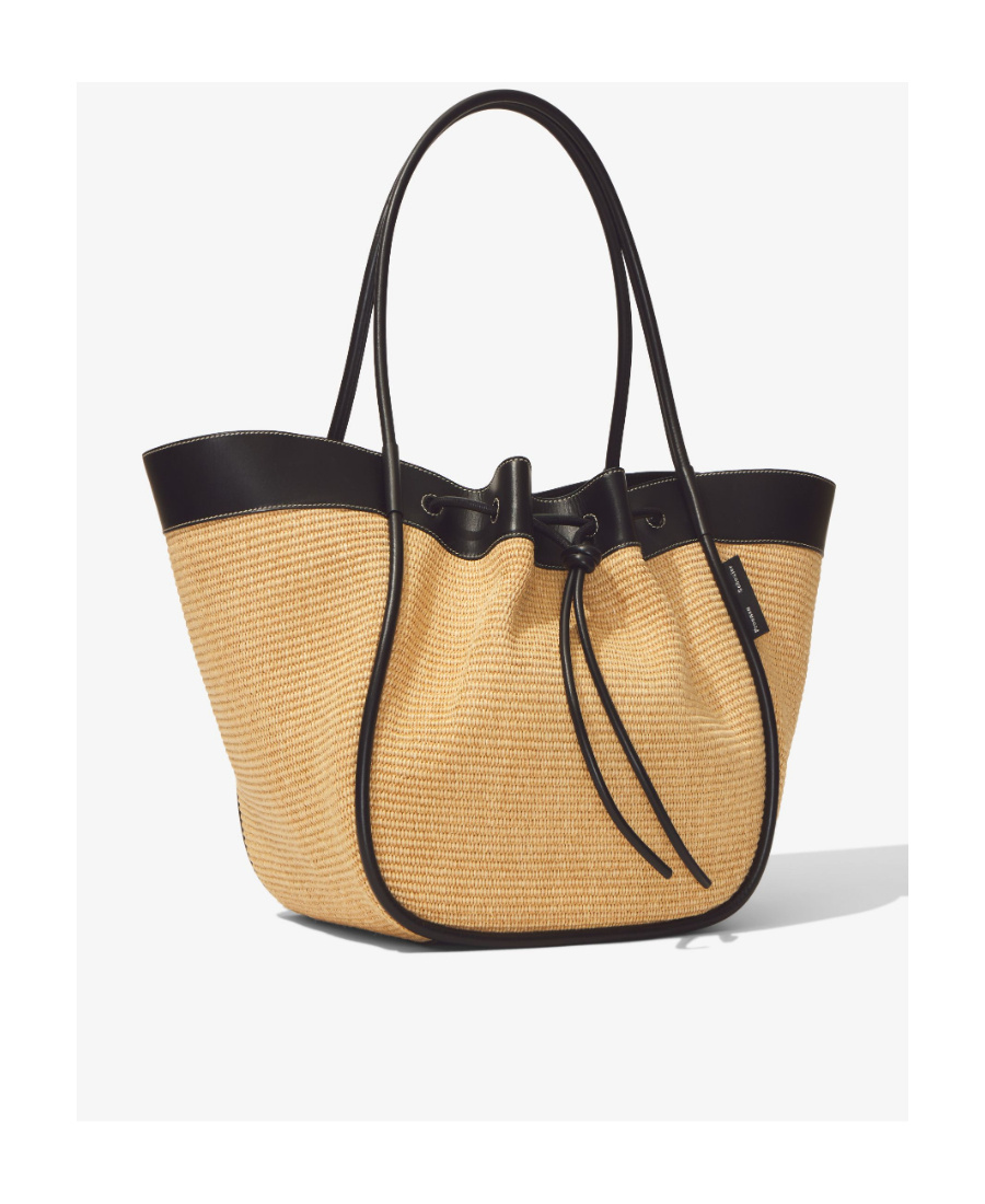 Proenza Schouler Large Ruffled Tote Bag With Woven Texture In Black