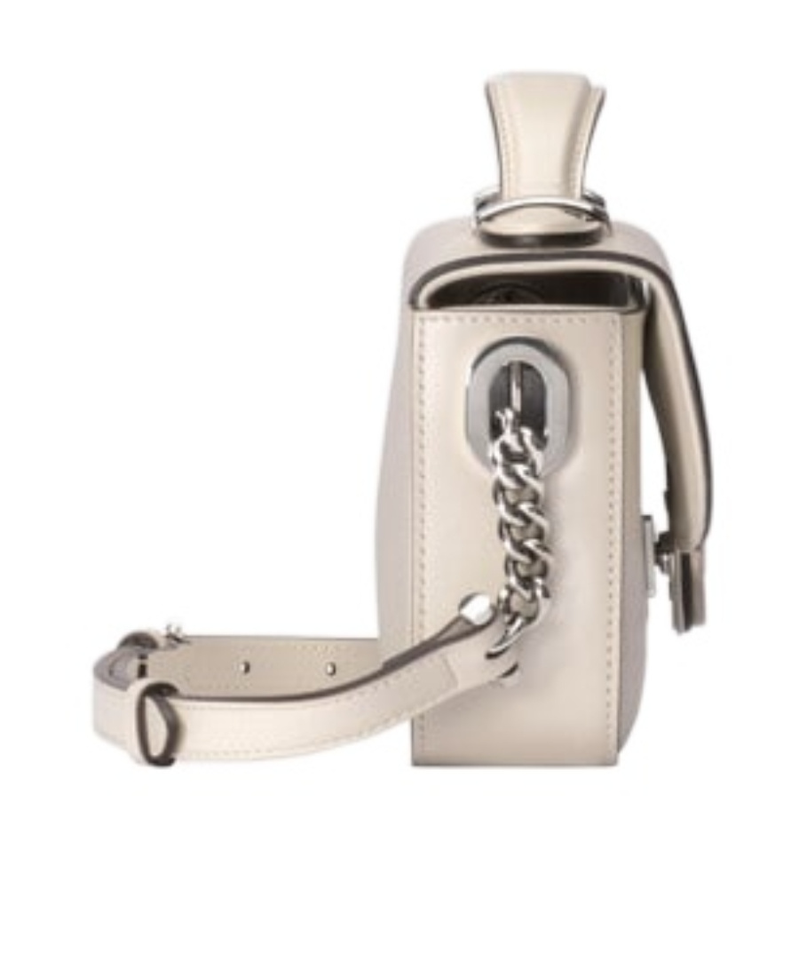 Gucci Foldover-top Leather Shoulder Bag In White