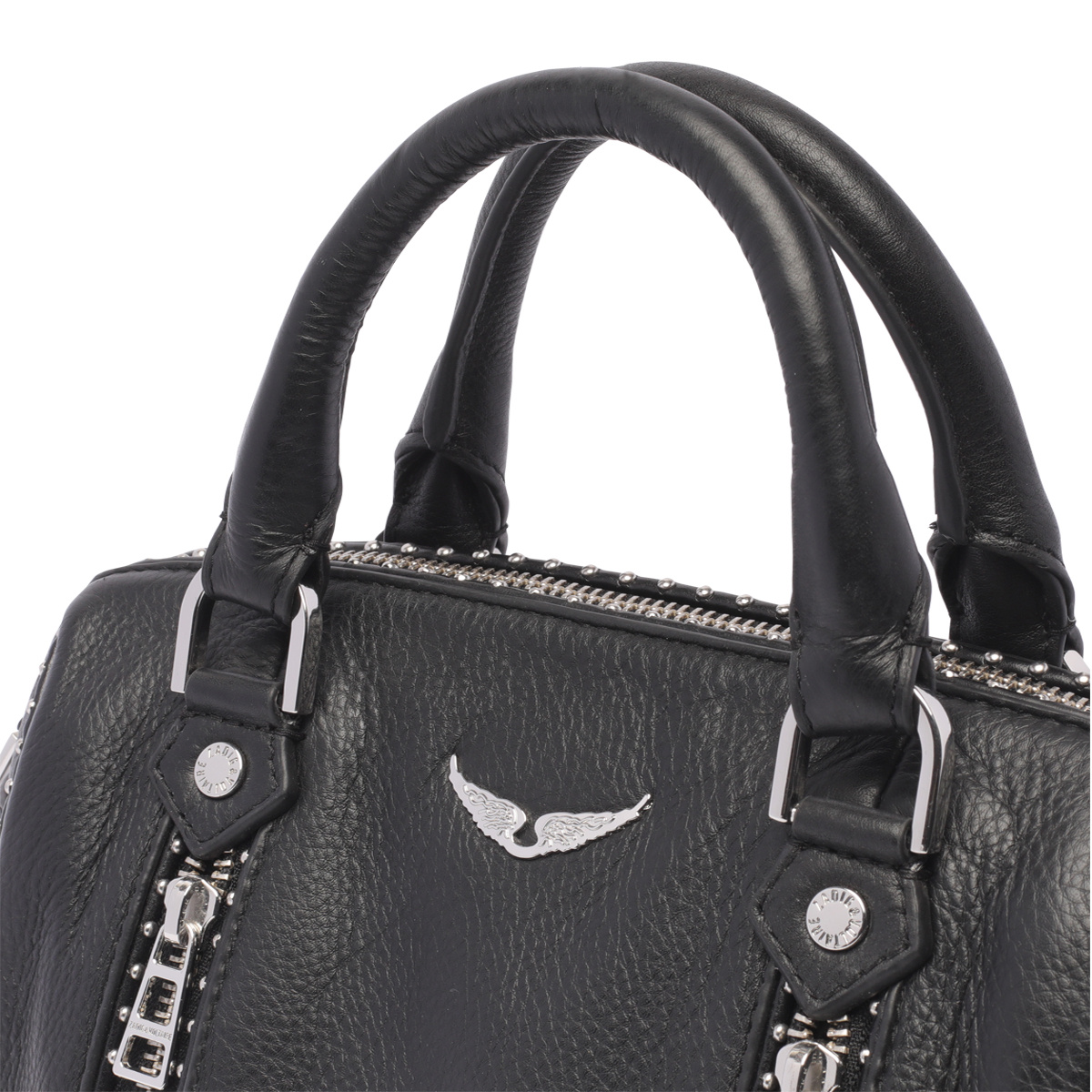 Zadig & Voltaire Small Logo Leather Tote Bag In Black