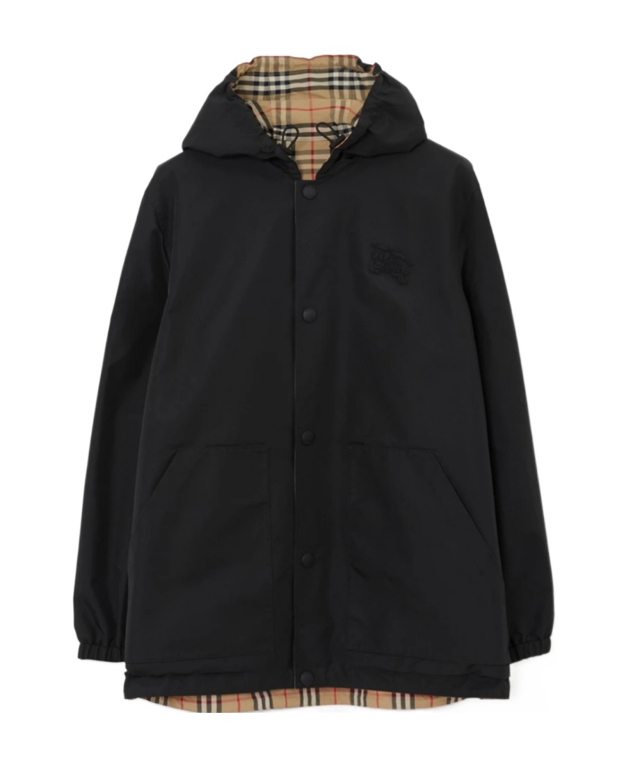 Burberry Reversible Check Nylon Jacket In Black