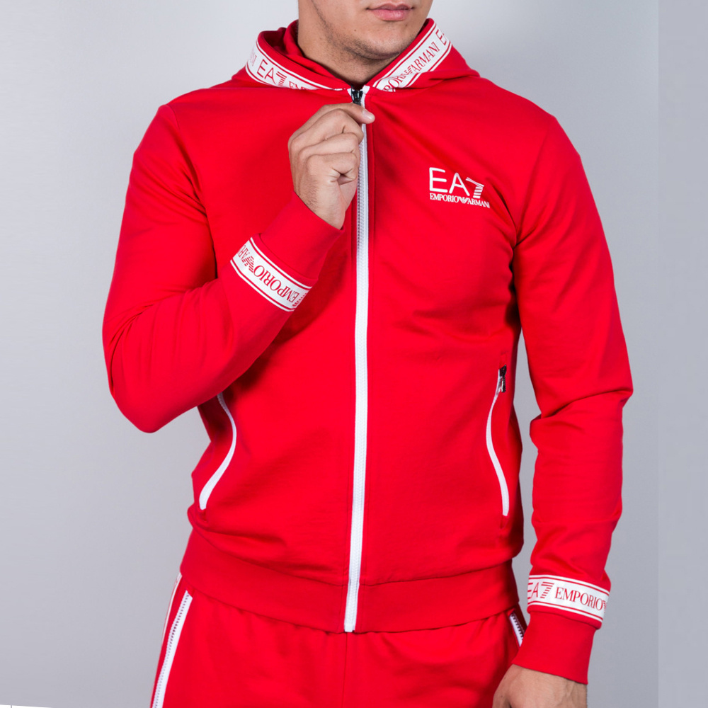 Ea7 Logo And Hat Casual Jacket In Red