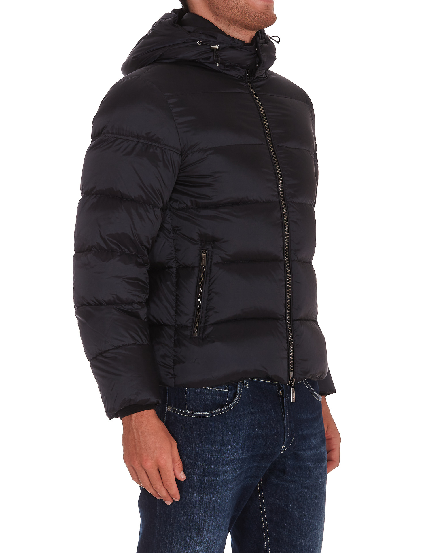 Moorer Breet-sh Hooded Zipped Down Jacket In Black
