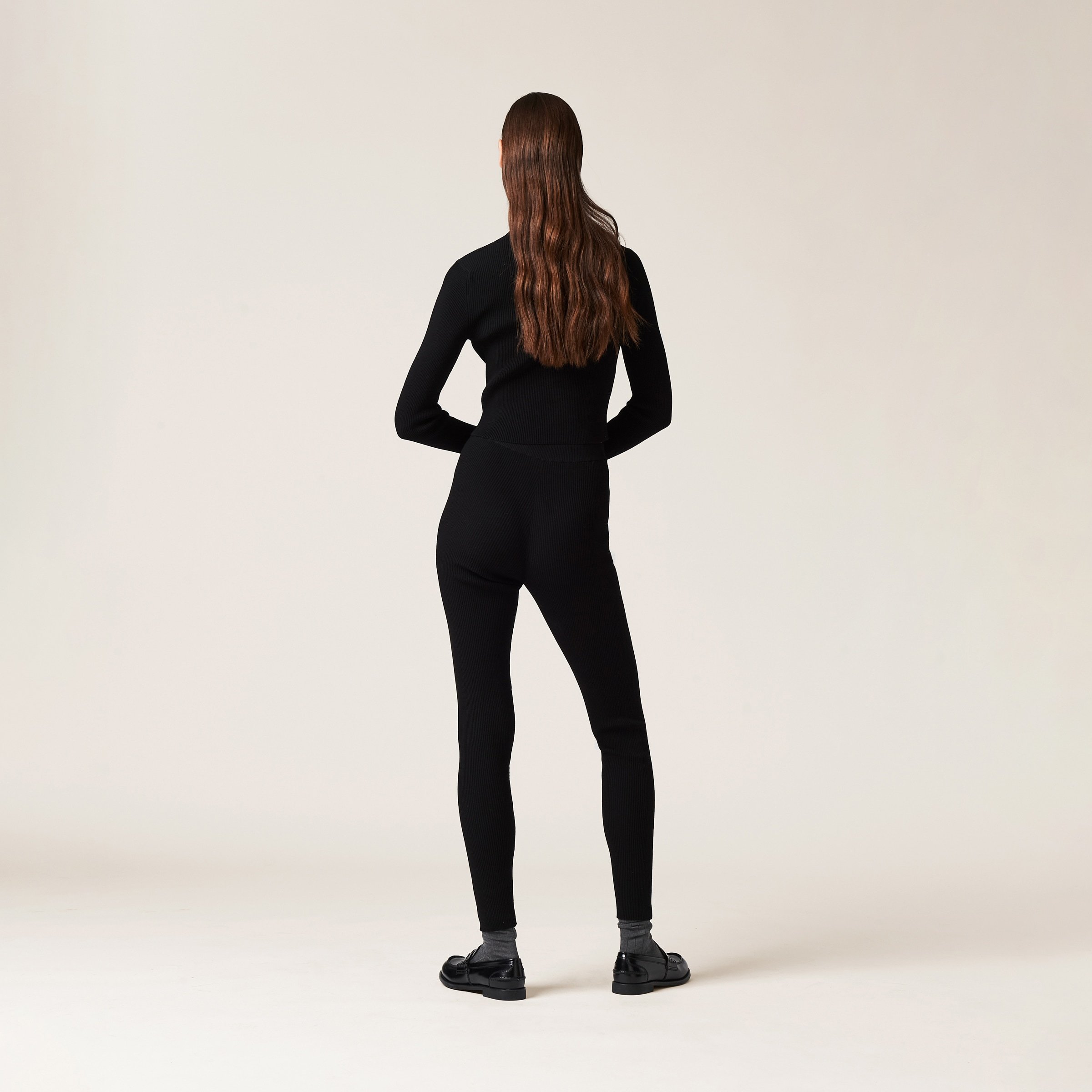 Miu Miu Logo-band Ribbed Leggings In Black