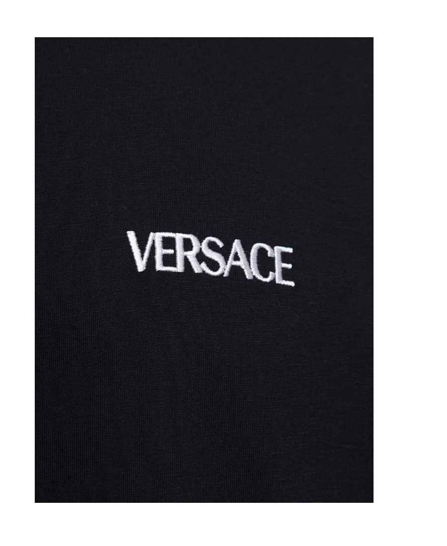 Versace Logo-print Short-sleeve T-shirt In Black