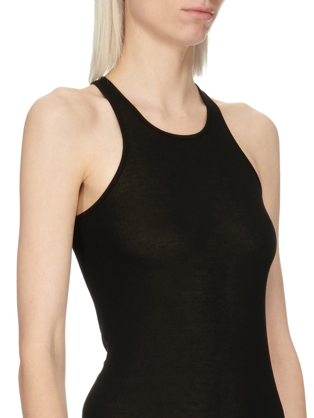 Rick Owens Ribbed-knit Racerback Minidress In Black