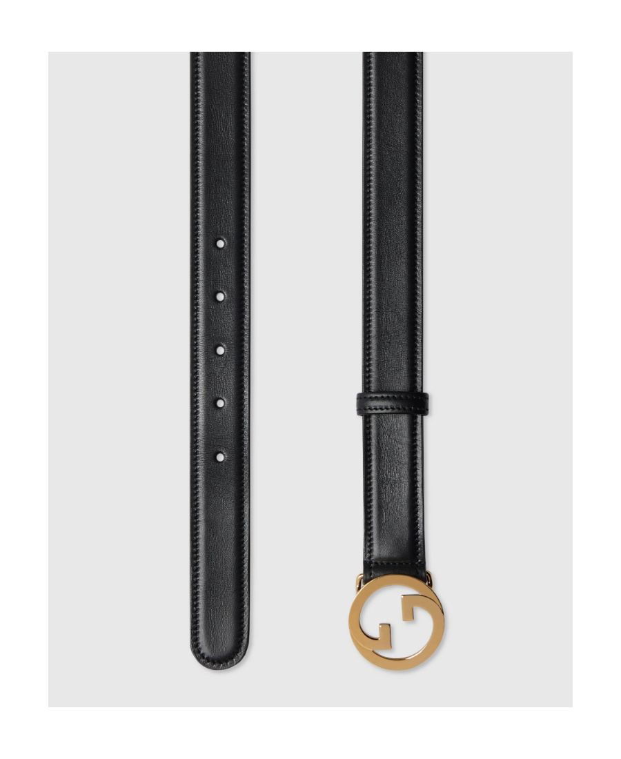Gucci Interlocking G Leather Belt In Black