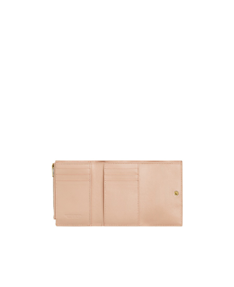 Bottega Veneta Small Cassette Leather Wallet In Pink