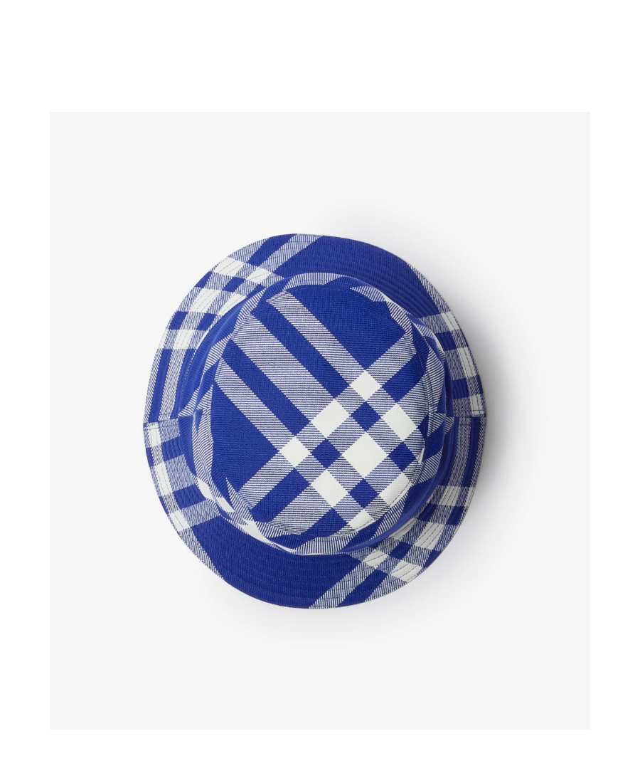 Burberry Check Wool-blend Bucket Hat In Blue